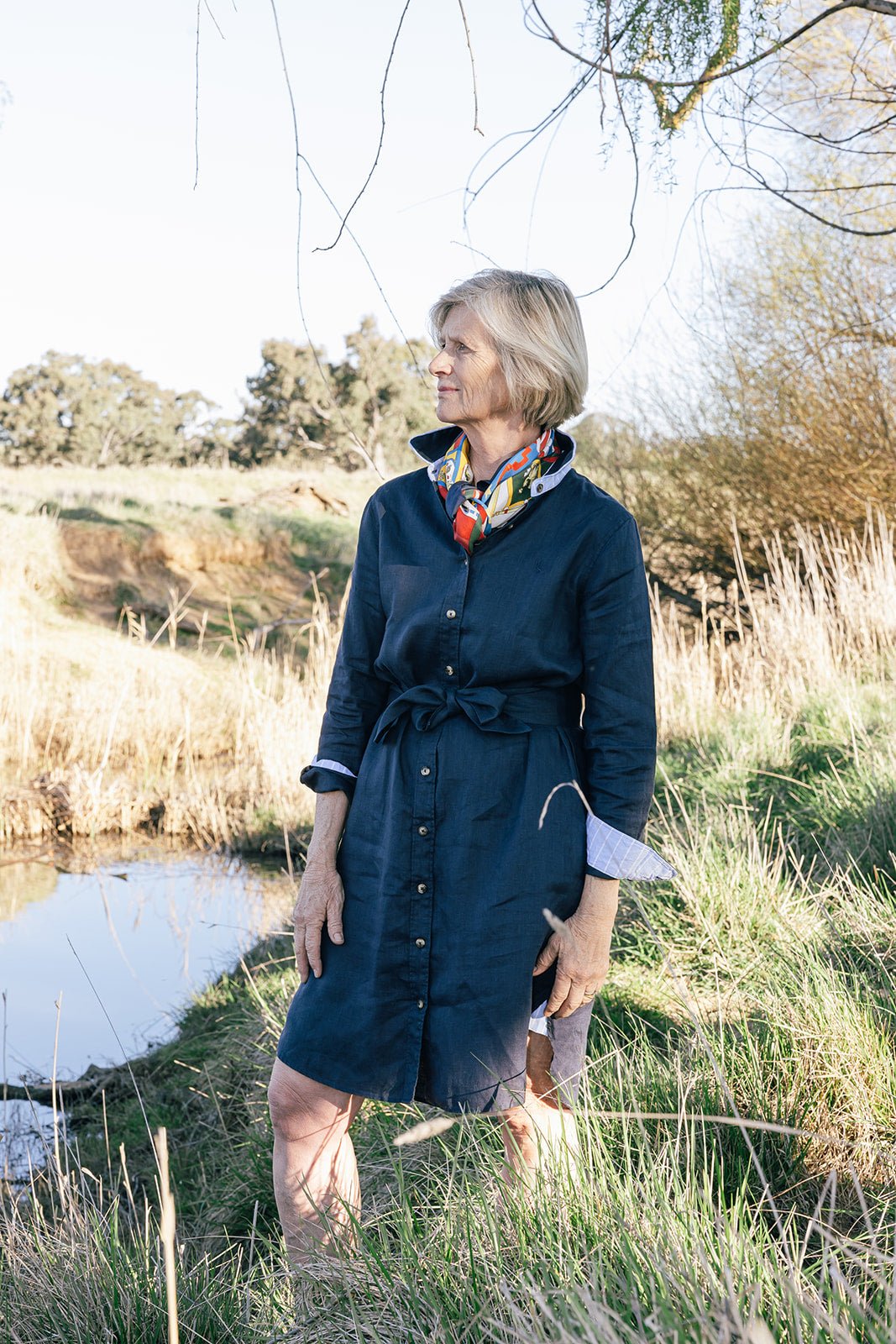 Emma Navy Linen Dress - H&S Heritage
