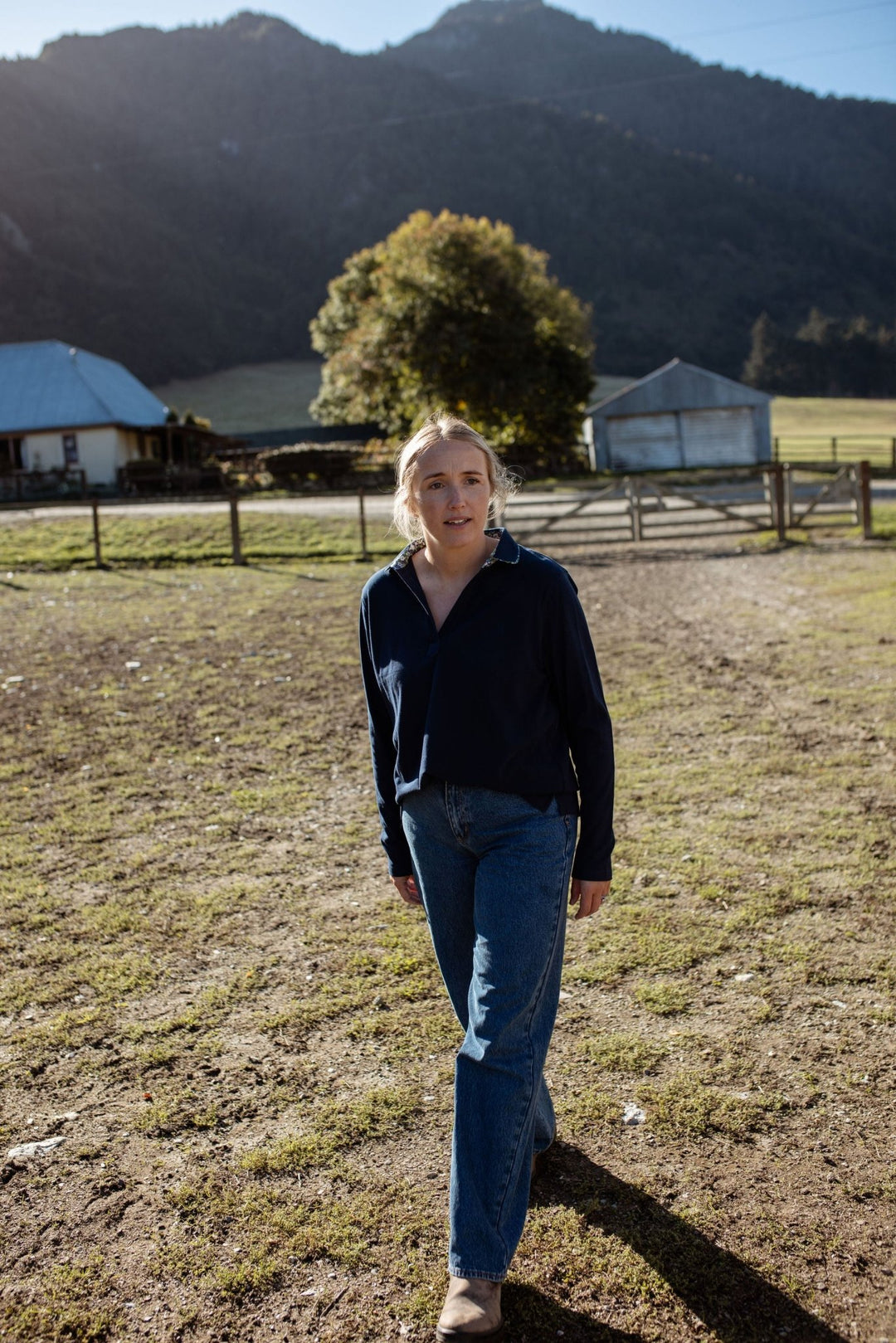 Harriet Polo in Navy - H&S Heritage