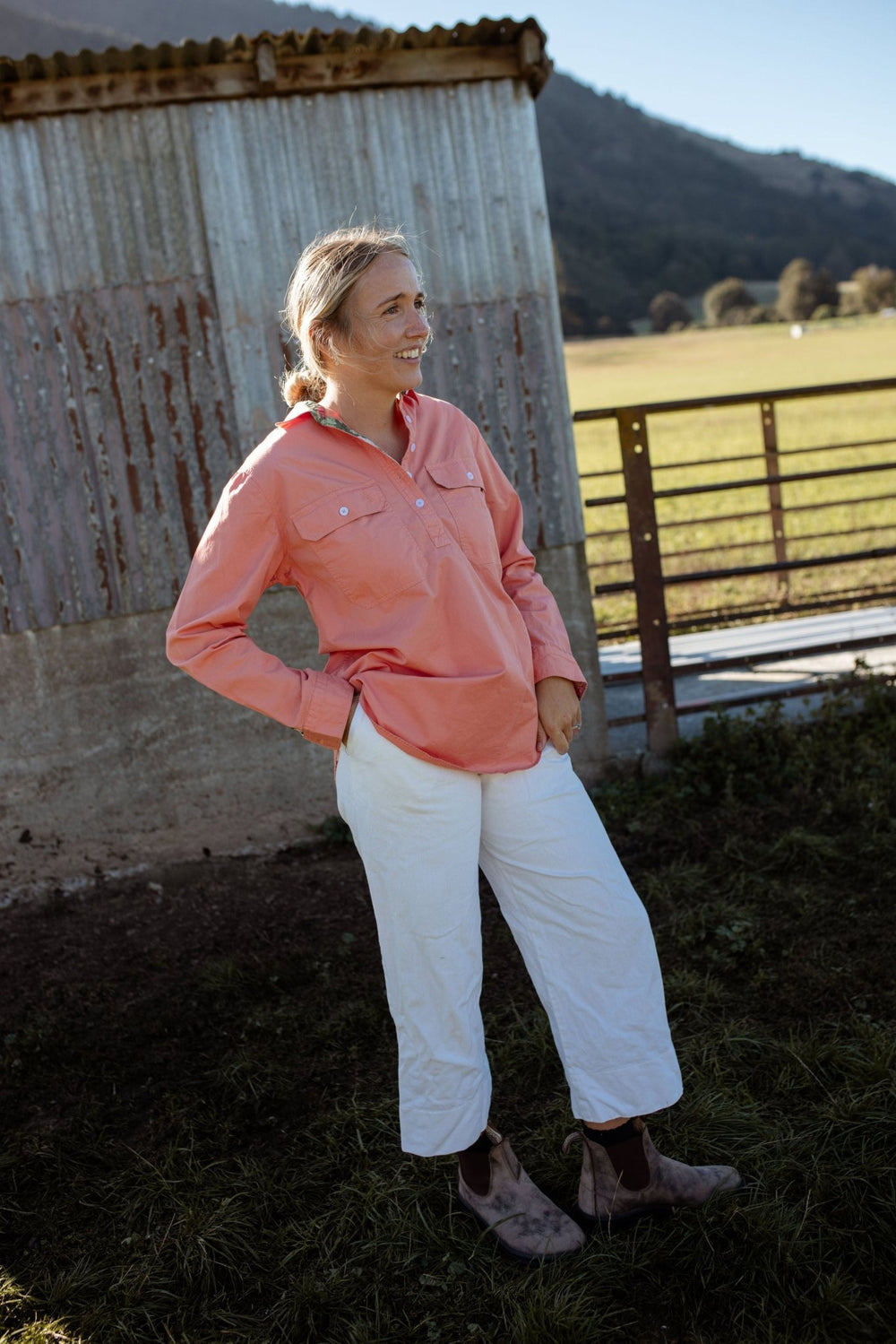 Heidi Workshirt in Coral - H&S Heritage