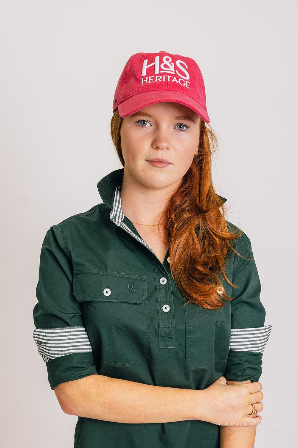 PREORDER Heidi Workshirt in Forest Green - H&S Heritage
