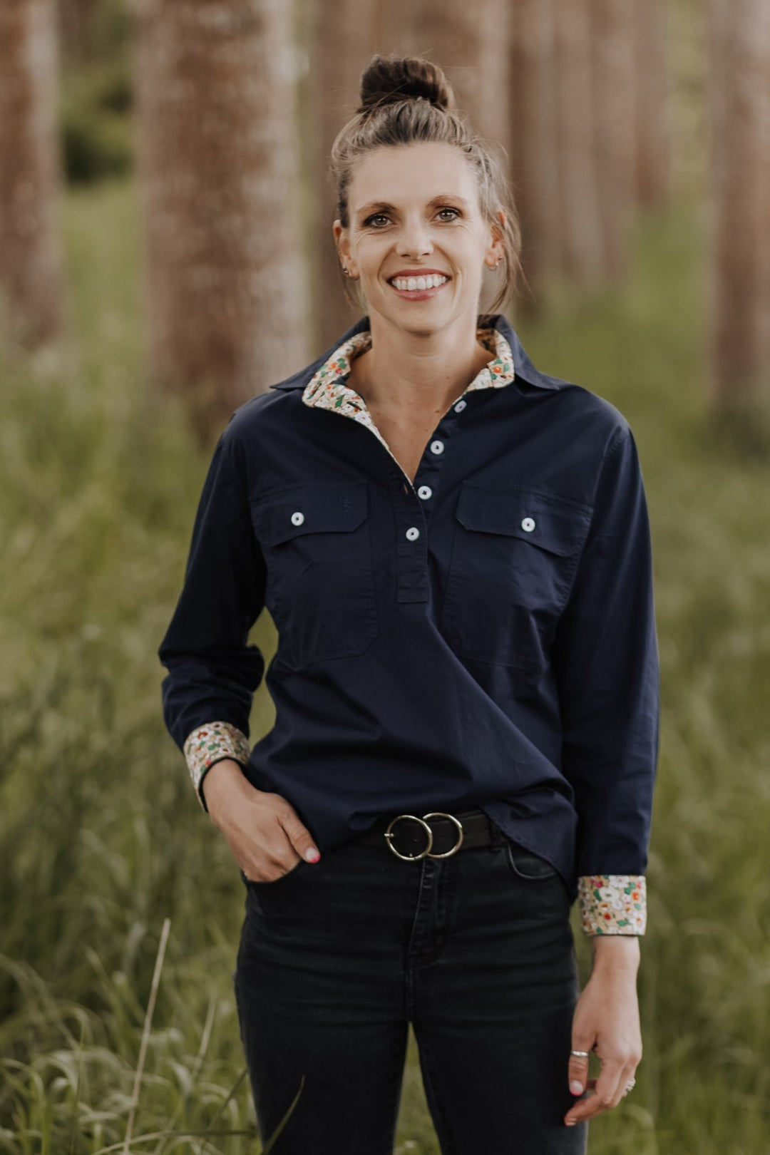 Navy and Yellow Ladies Workshirt - Hide and Seek Clothing