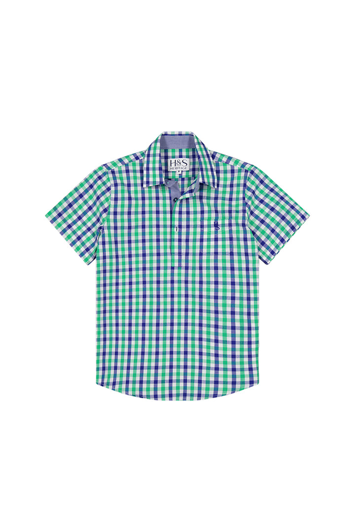 Charlie Shirt in Green and Blue Check