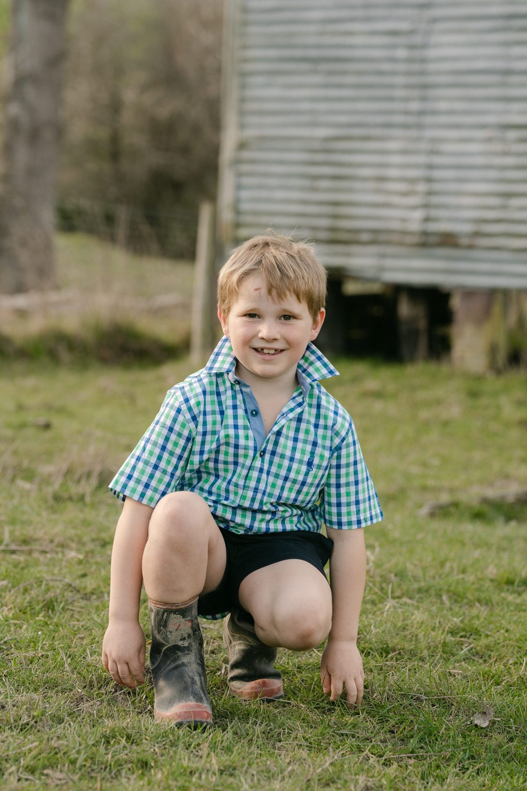 Charlie Shirt in Green and Blue Check