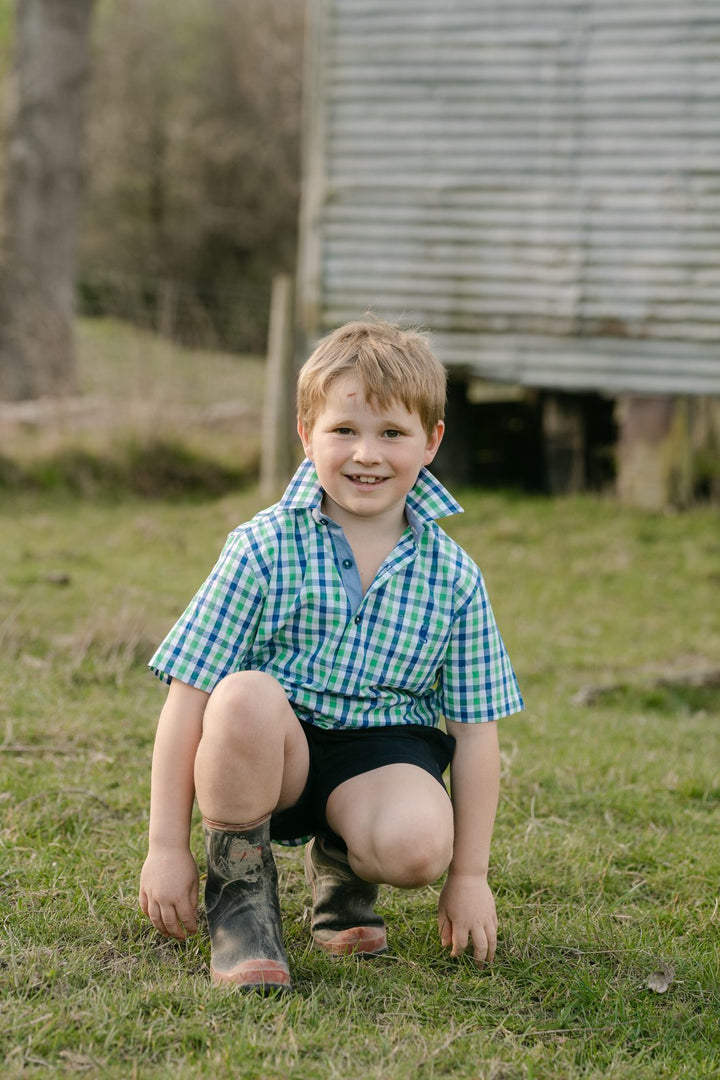 Charlie Shirt in Green and Blue Check