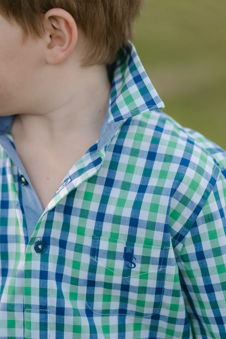 Charlie Shirt in Green and Blue Check