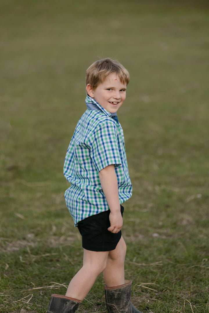 Charlie Shirt in Green and Blue Check