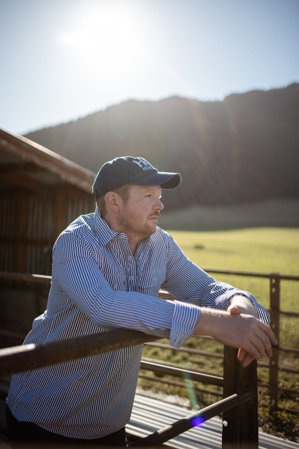 Albie Workshirt in Blue and White Stripe - H&S Heritage