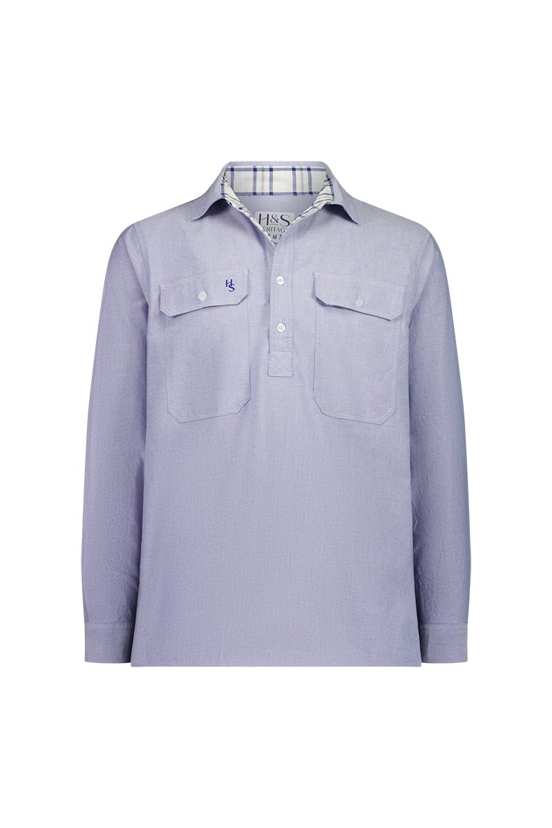 Albie Workshirt in Blue Oxford Cotton - H&S Heritage