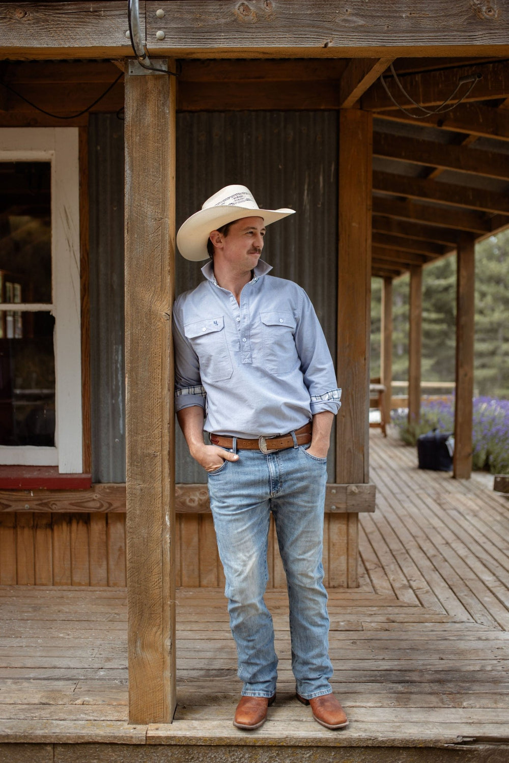 Albie Workshirt in Blue Oxford Cotton - H&S Heritage