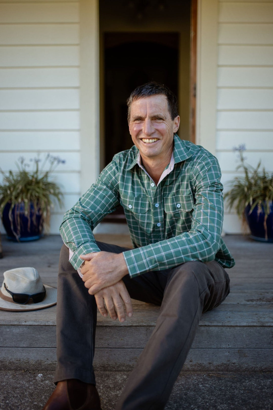 Albie Workshirt in Green Check - H&S Heritage