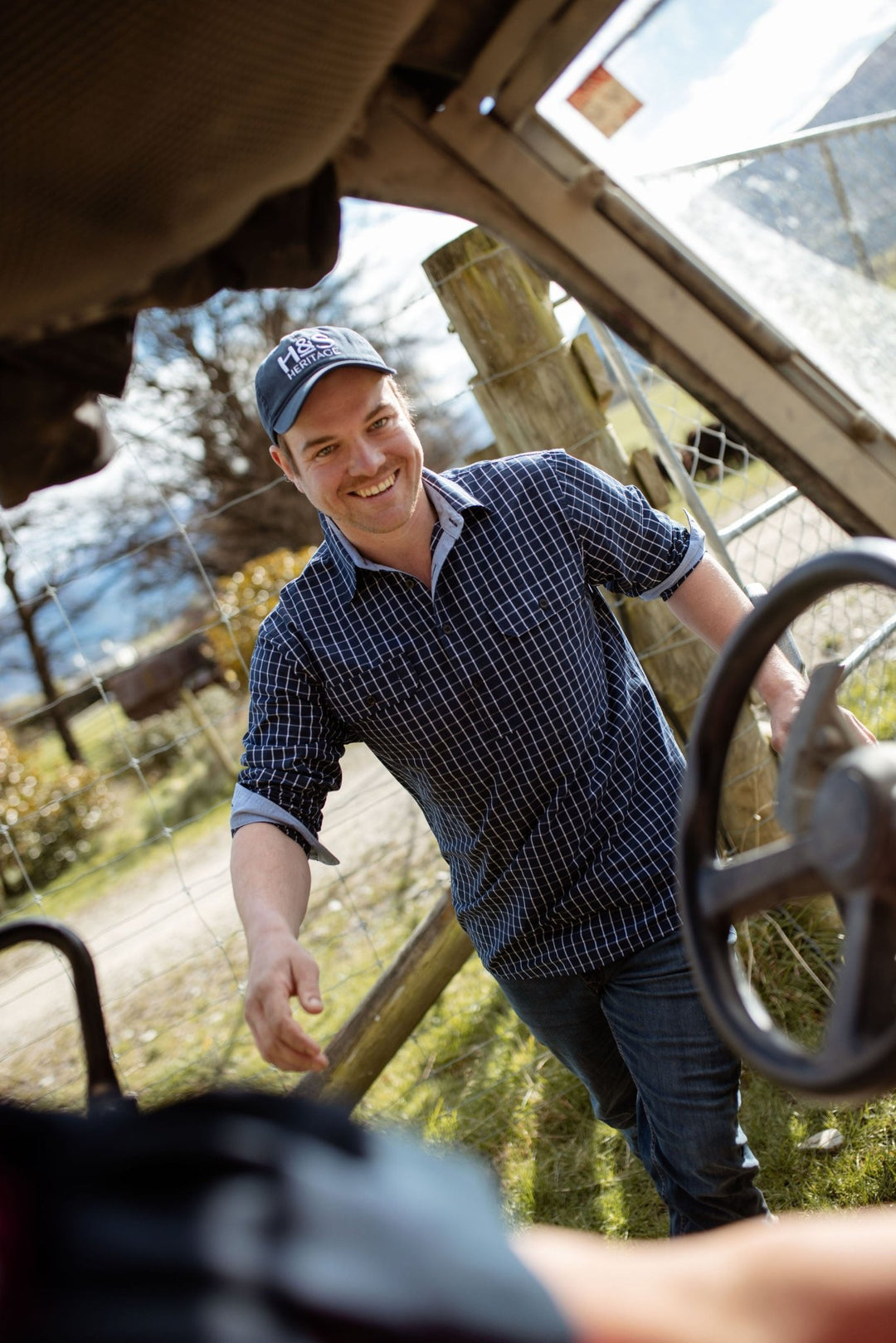 Albie Workshirt in Navy Check - H&S Heritage
