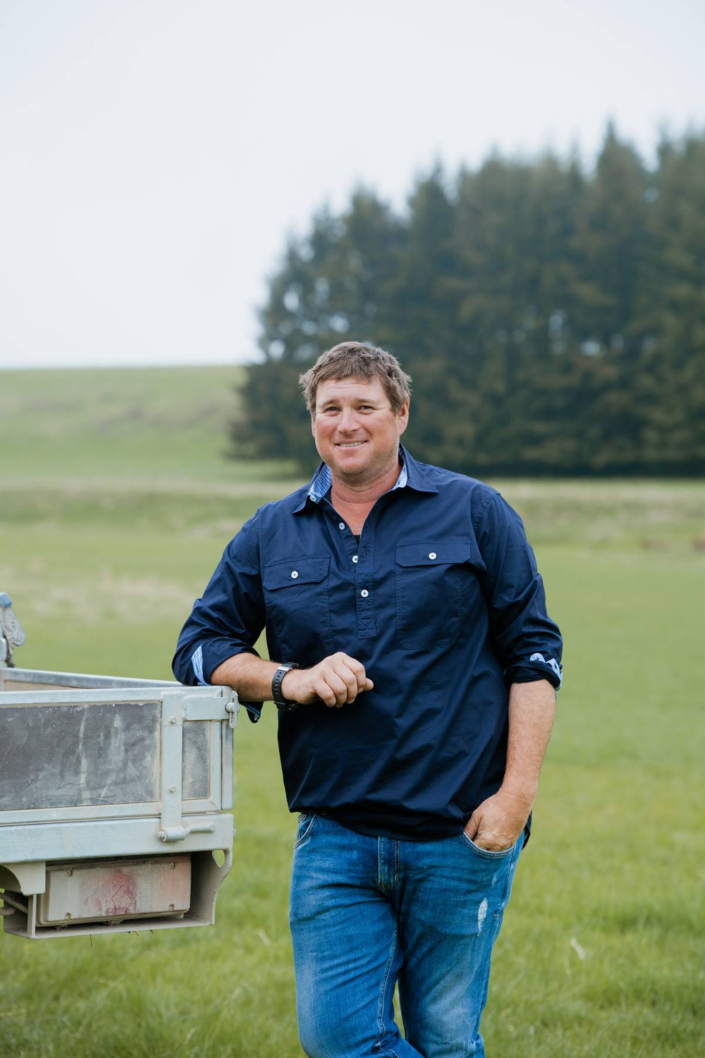 Albie Workshirt in Navy with Stripe Contrast - H&S Heritage
