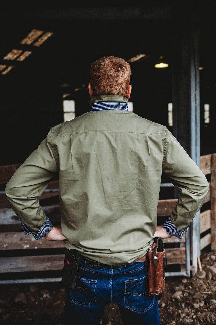 Albie Workshirt in Olive Green - H&S Heritage