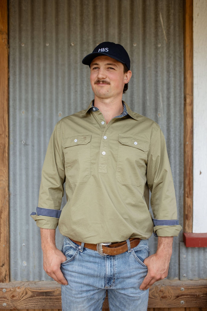 Albie Workshirt in Olive Green - H&S Heritage
