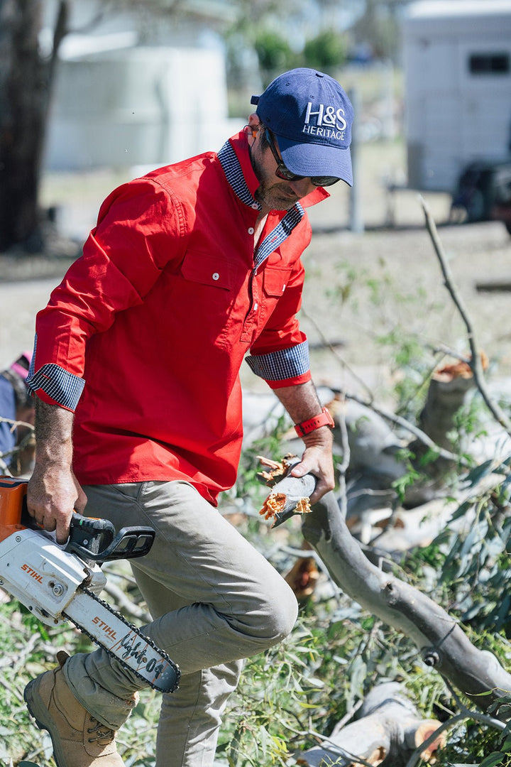 Albie Workshirt in Red - H&S Heritage