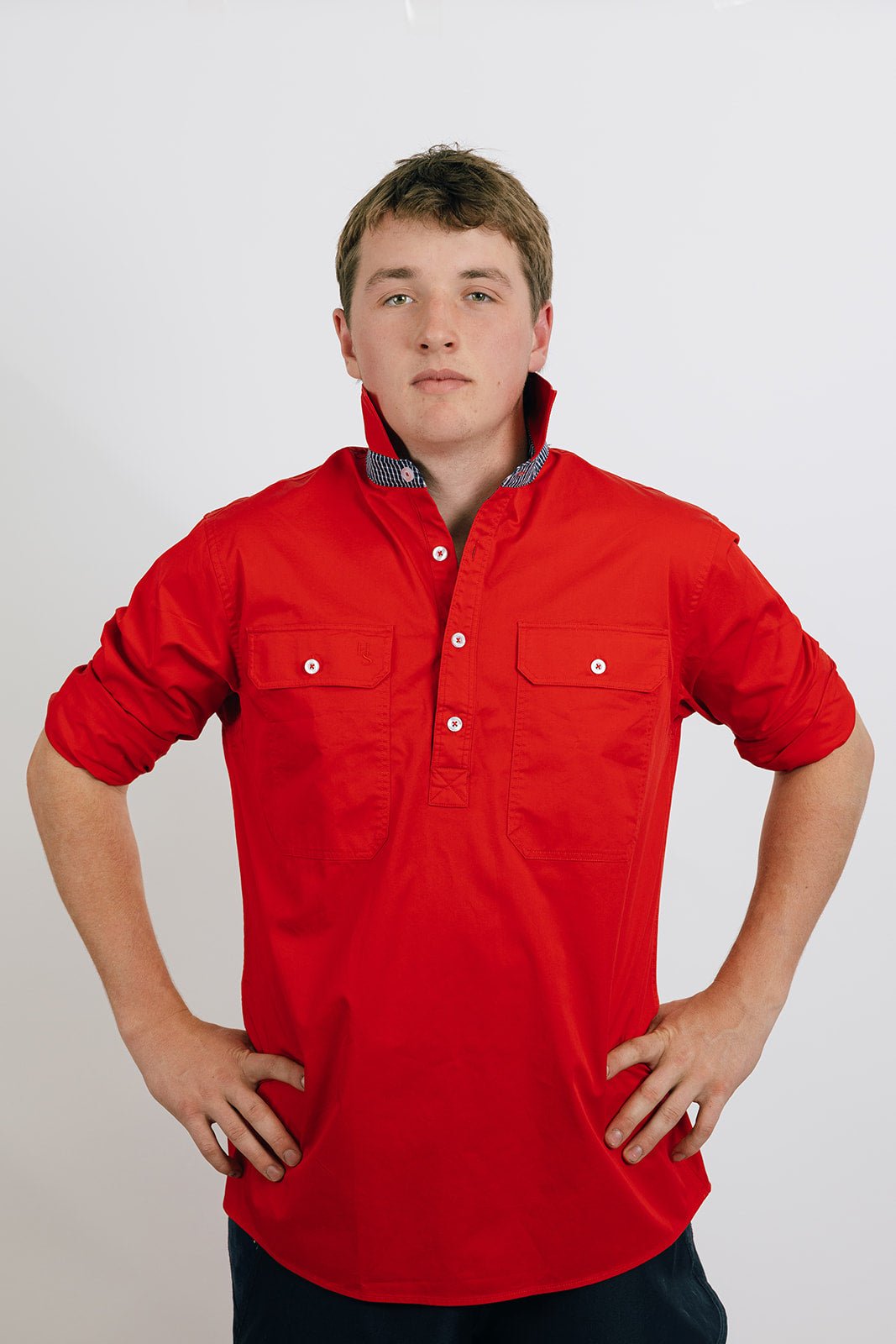 Albie Workshirt in Red - H&S Heritage