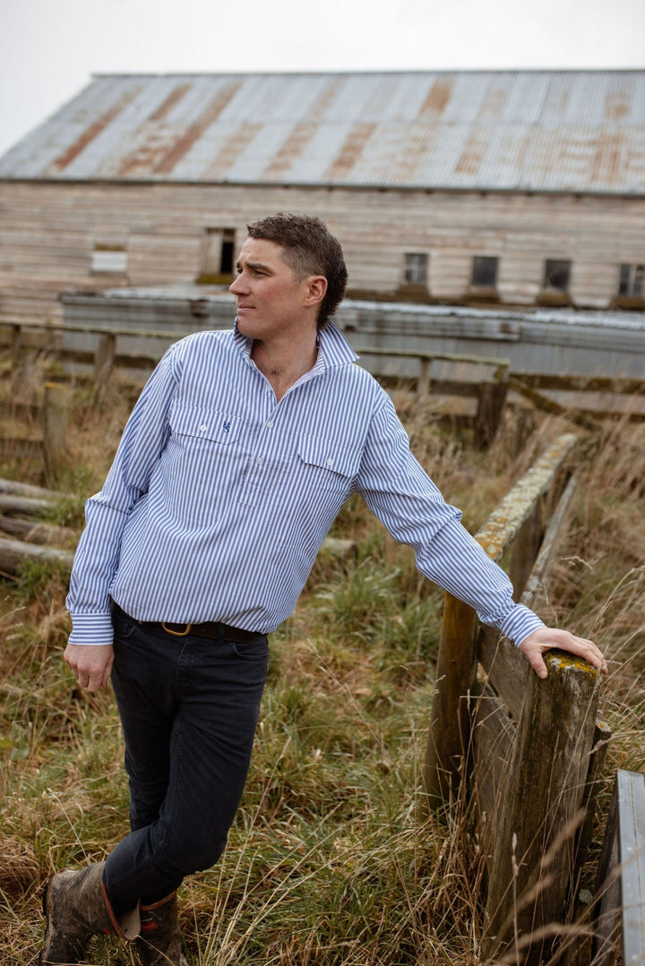 Albie Workshirt in Stripe - H&S Heritage