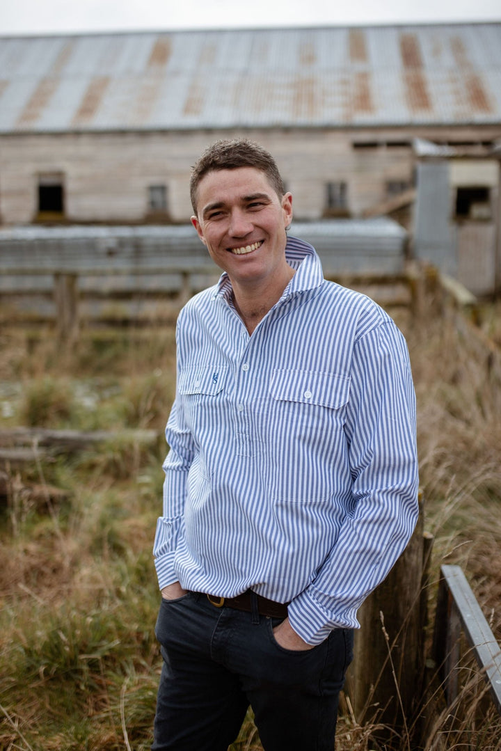 Albie Workshirt in Stripe - H&S Heritage