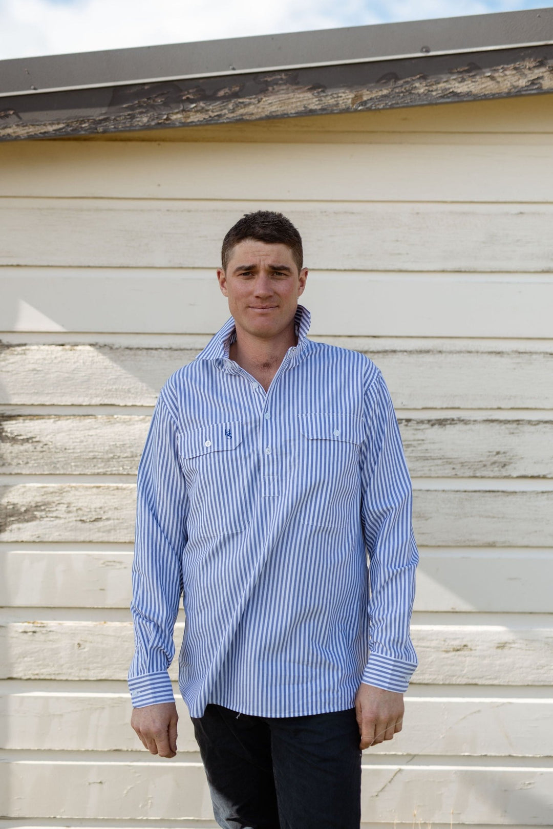 Albie Workshirt in Stripe - H&S Heritage