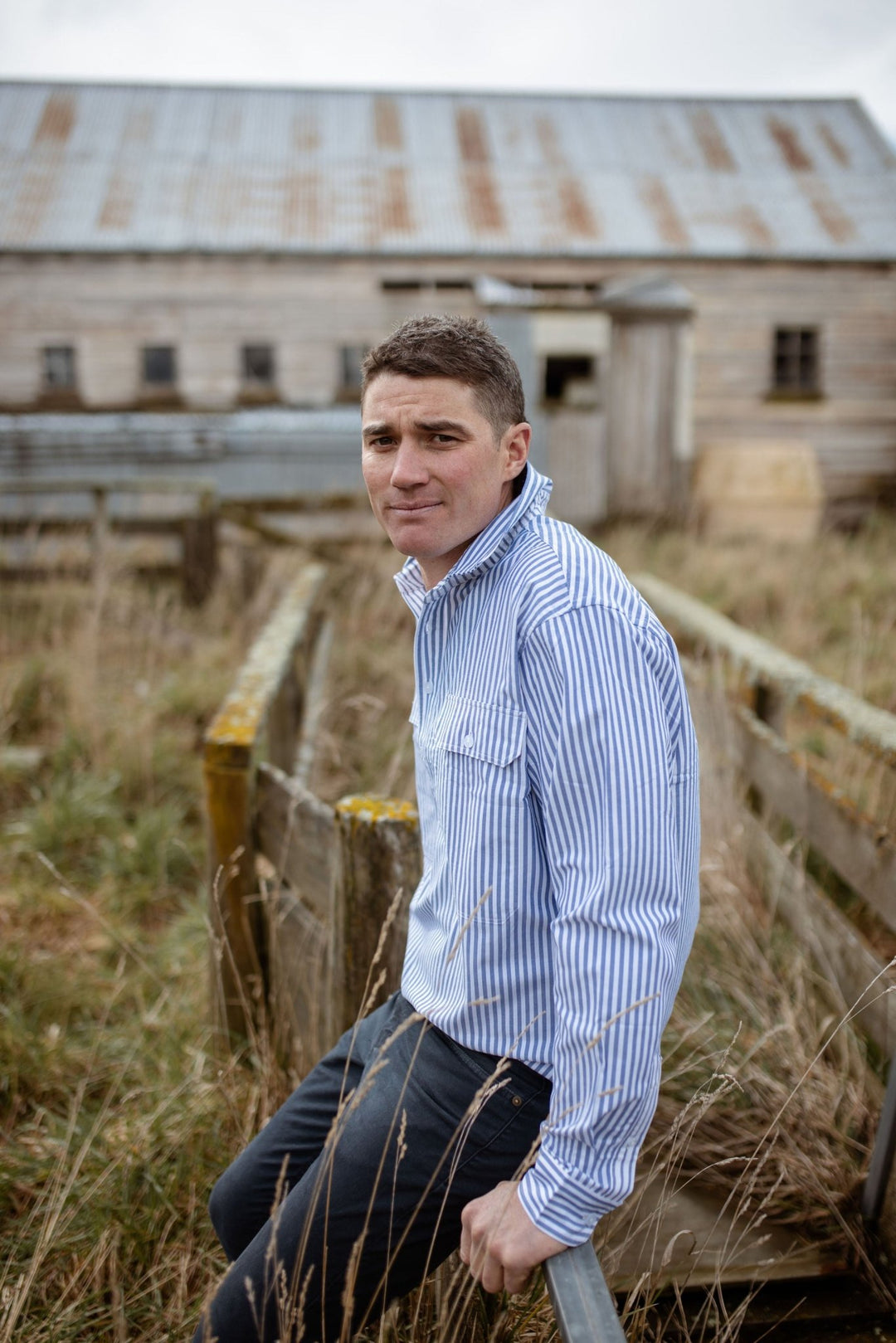 Albie Workshirt in Stripe - H&S Heritage