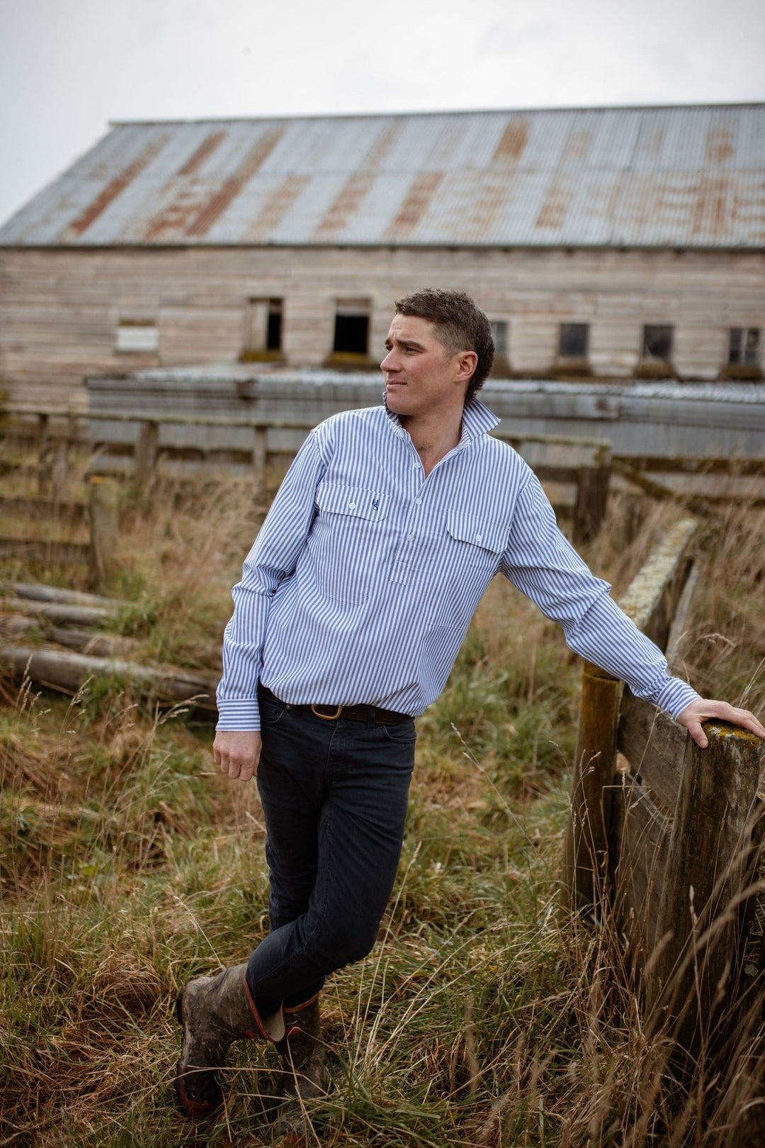 Albie Workshirt in Stripe - H&S Heritage