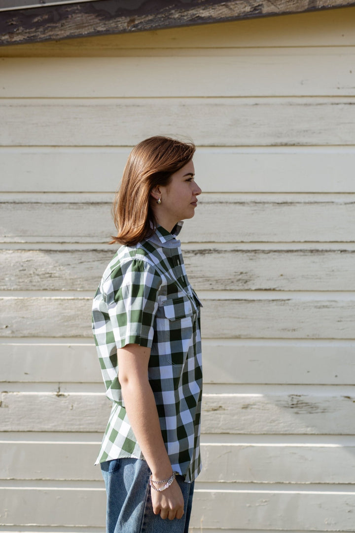 Alice Workshirt in Bottle Green Gingham - H&S Heritage