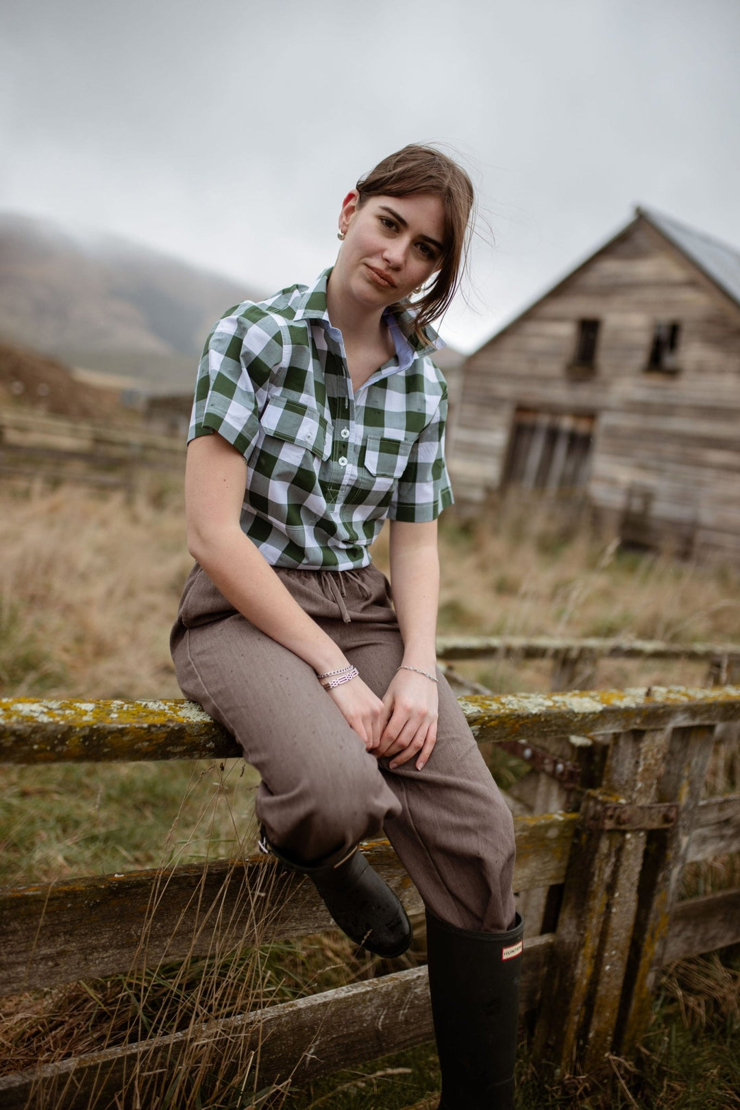 Alice Workshirt in Bottle Green Gingham - H&S Heritage