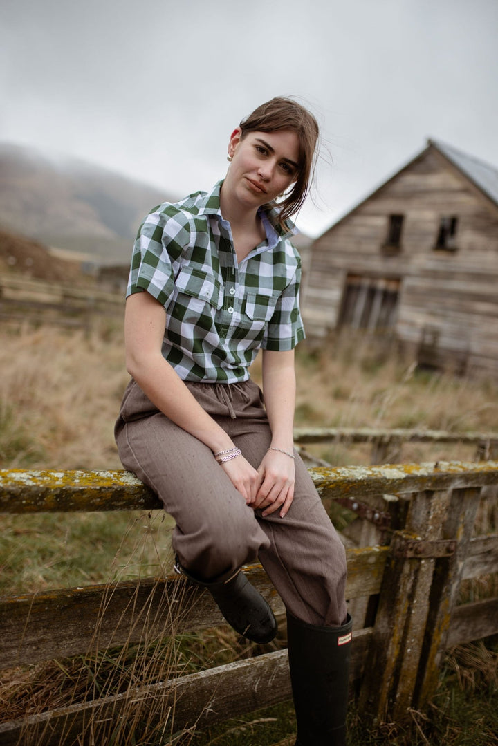 Alice Workshirt in Bottle Green Gingham - H&S Heritage