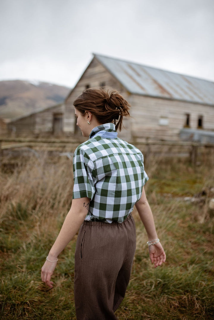 Alice Workshirt in Bottle Green Gingham - H&S Heritage