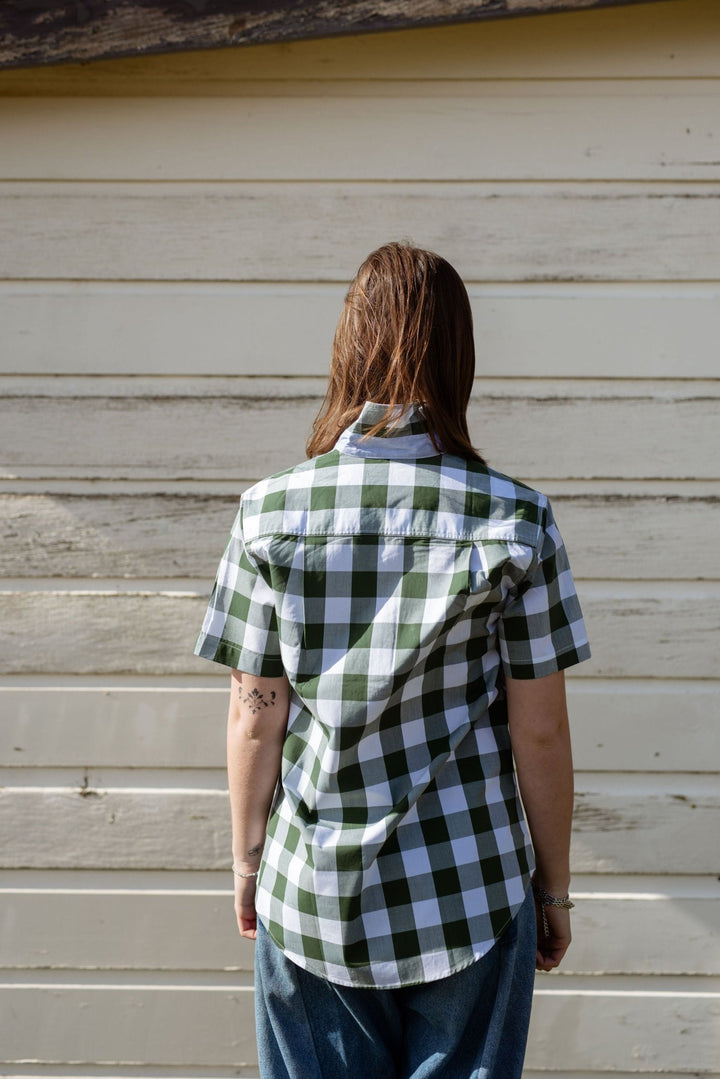 Alice Workshirt in Bottle Green Gingham - H&S Heritage