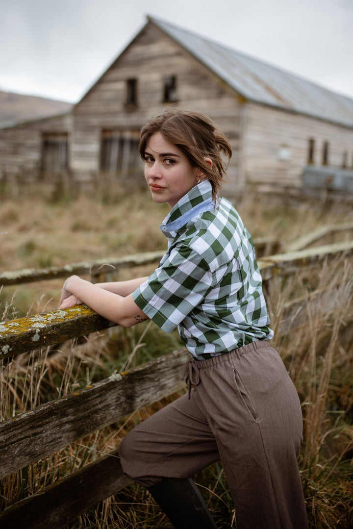 Alice Workshirt in Bottle Green Gingham - H&S Heritage