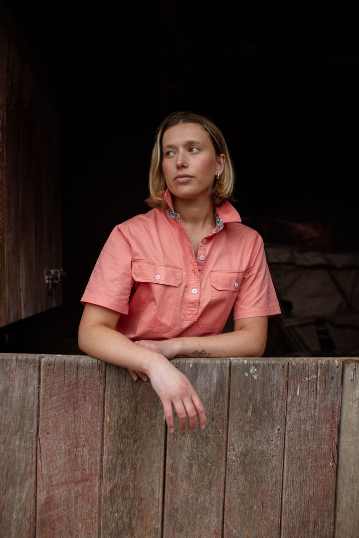 Alice Workshirt in Coral - H&S Heritage