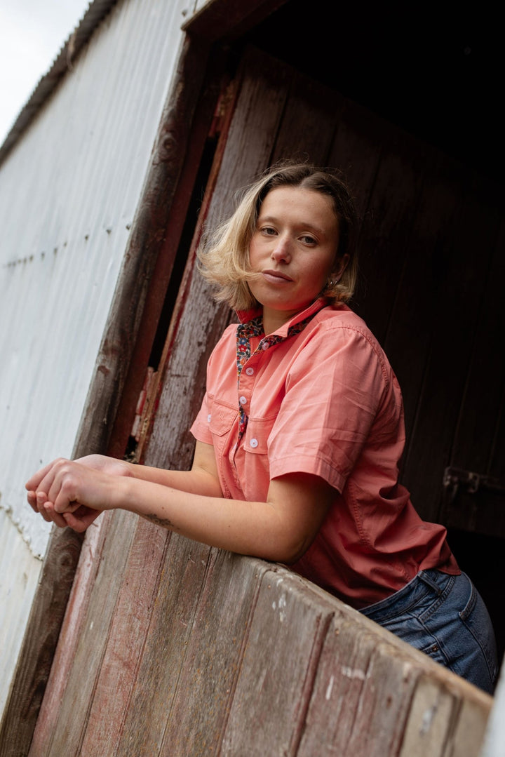 Alice Workshirt in Coral - H&S Heritage