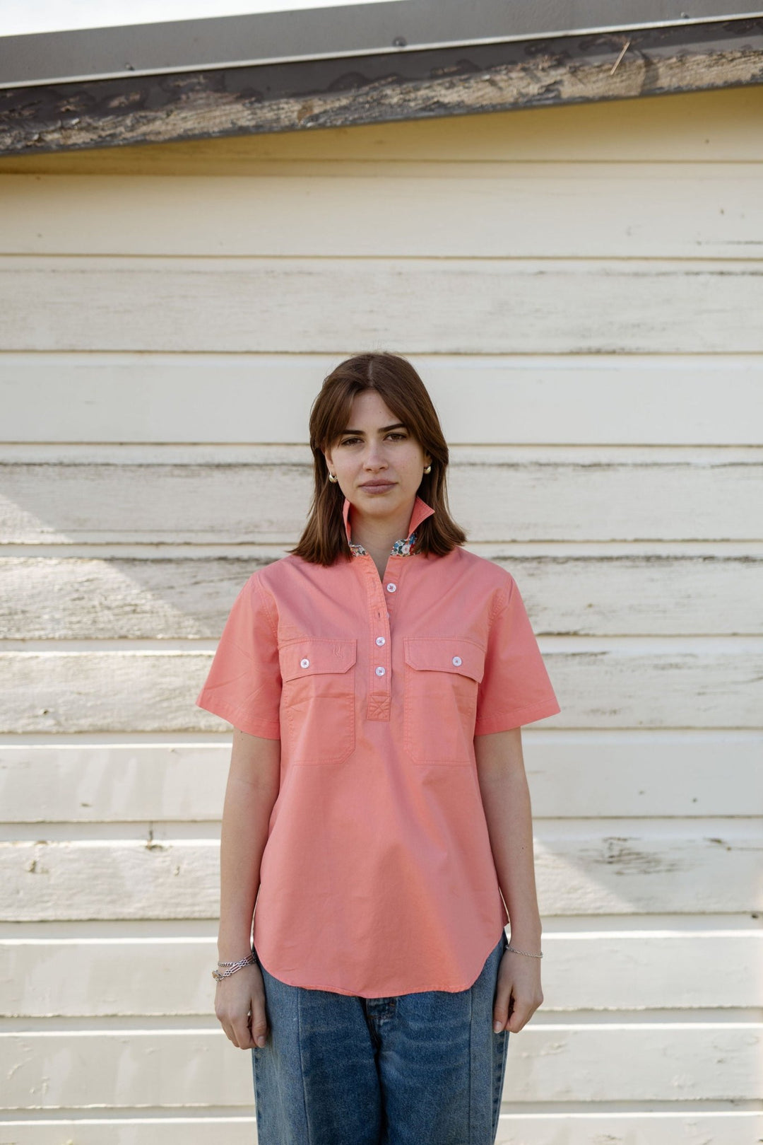 Alice Workshirt in Coral - H&S Heritage