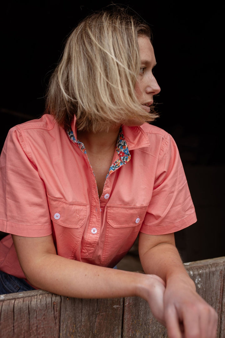 Alice Workshirt in Coral - H&S Heritage
