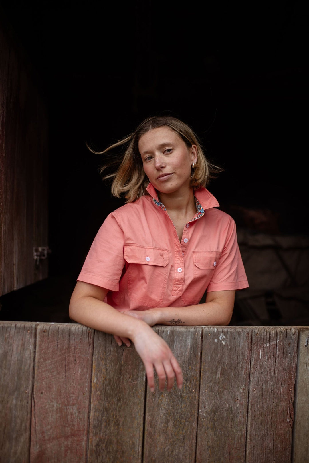 Alice Workshirt in Coral - H&S Heritage
