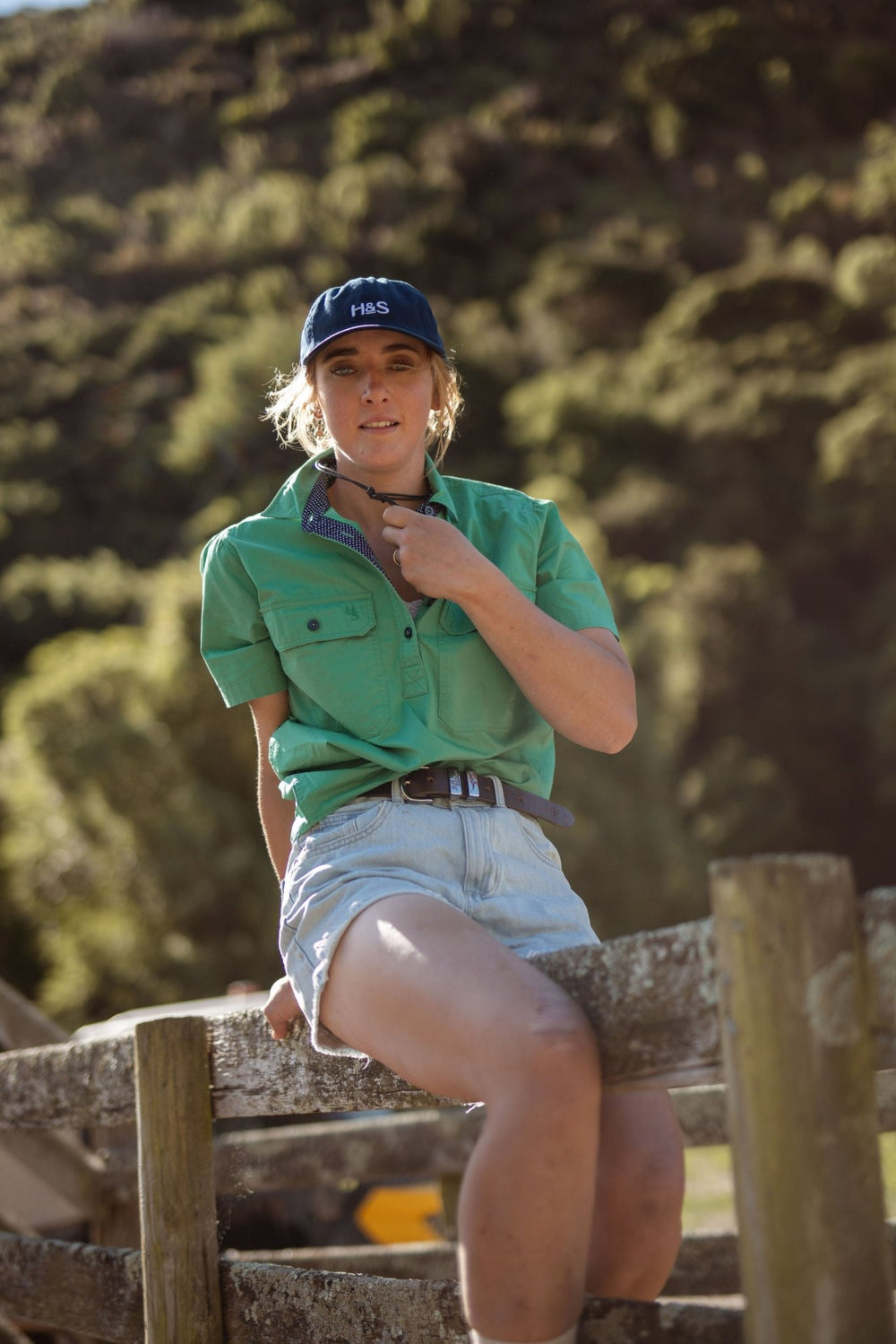 Alice Workshirt in Emerald Green - H&S Heritage