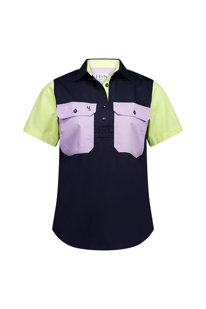 Alice Workshirt in Lilac and Yellow Multi - H&S Heritage