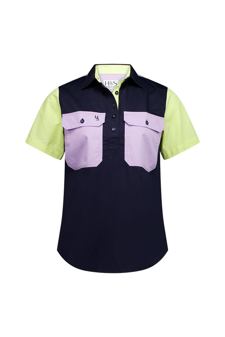 Alice Workshirt in Lilac and Yellow Multi - H&S Heritage