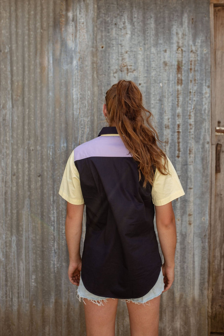 Alice Workshirt in Lilac and Yellow Multi - H&S Heritage