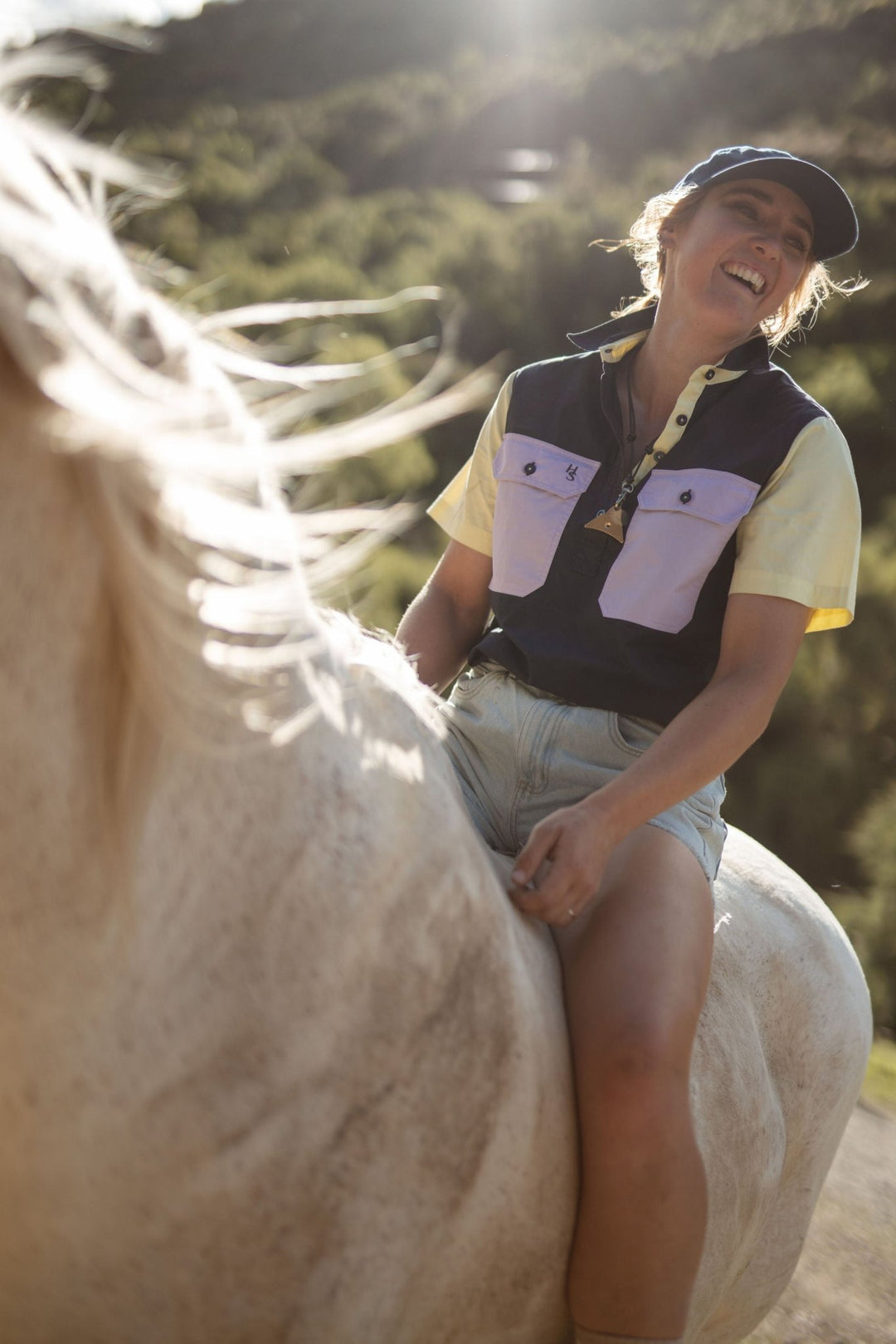Alice Workshirt in Lilac and Yellow Multi - H&S Heritage