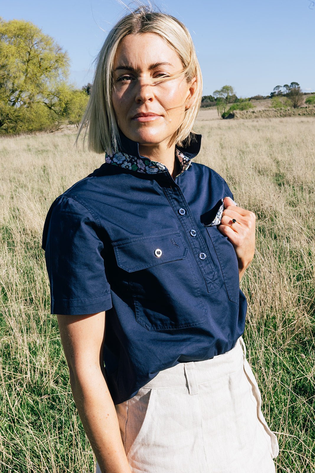 Alice Workshirt in Navy - H&S Heritage