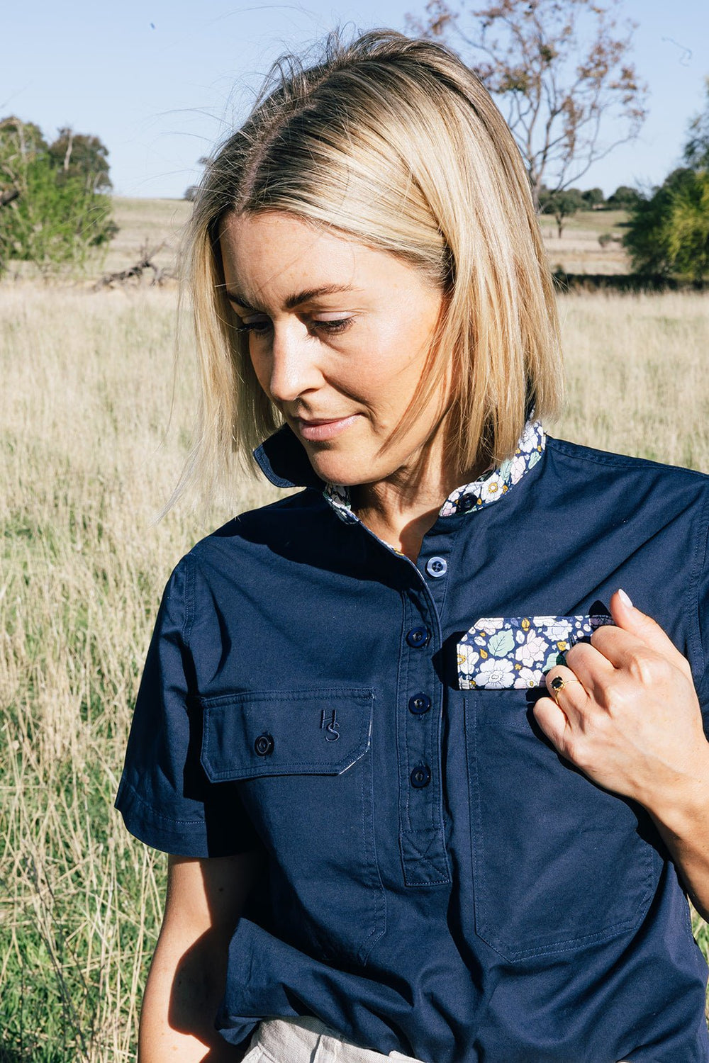 Alice Workshirt in Navy - H&S Heritage