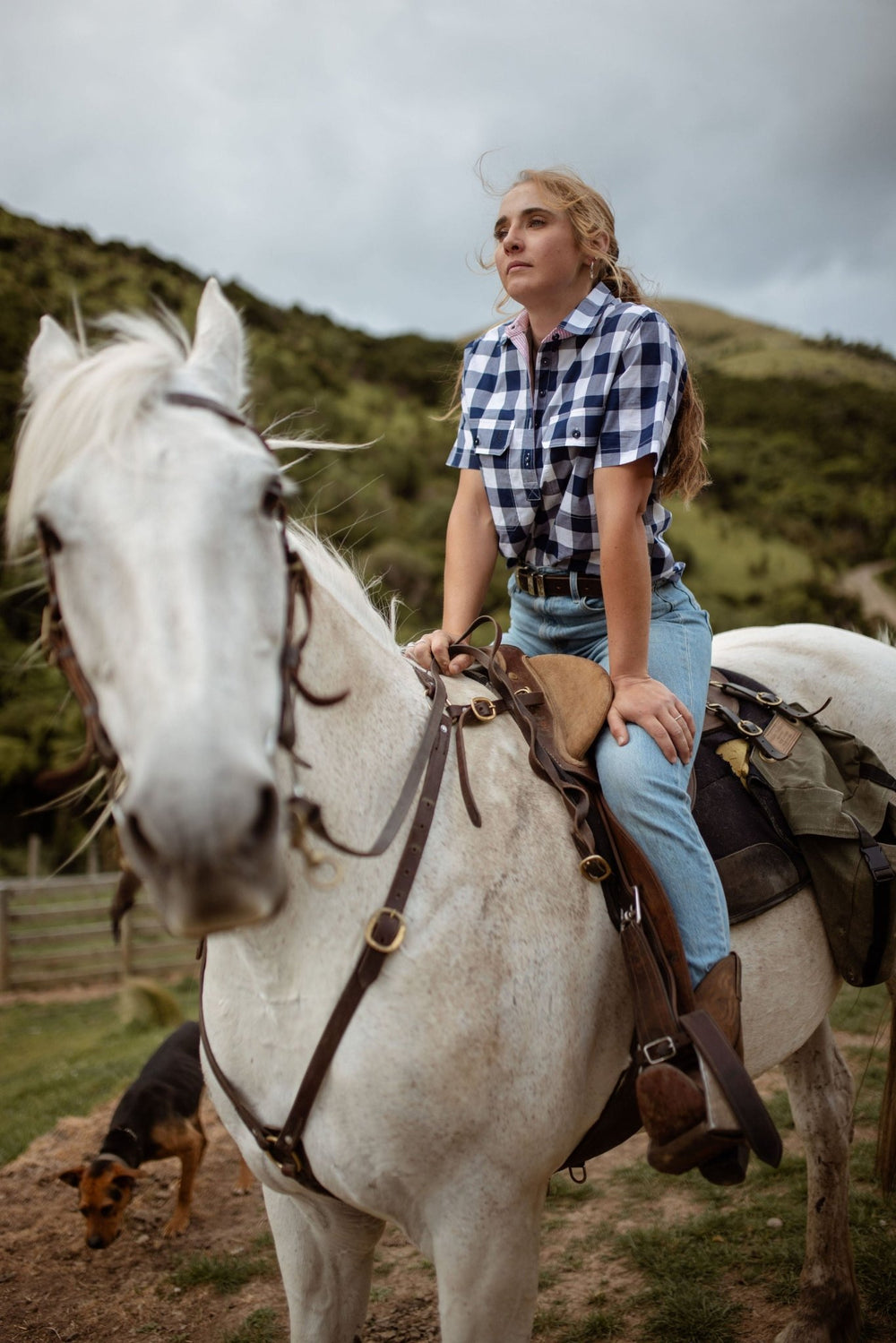 Alice Workshirt in Navy Gingham - H&S Heritage