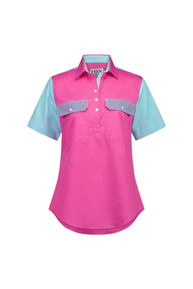 Alice Workshirt in Pink Multi - H&S Heritage