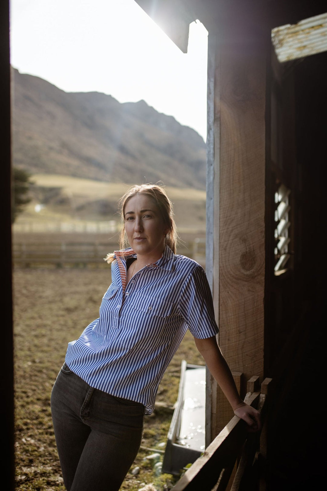 Alice Workshirt in Royal Blue and White Stripe - H&S Heritage