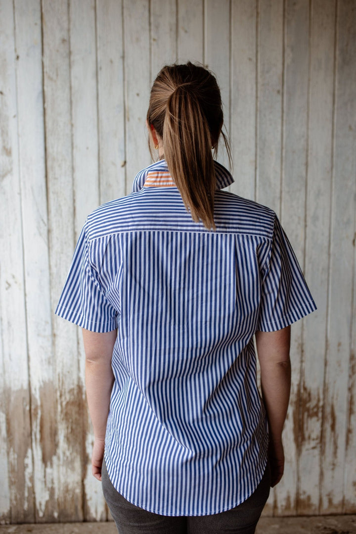 Alice Workshirt in Royal Blue and White Stripe - H&S Heritage