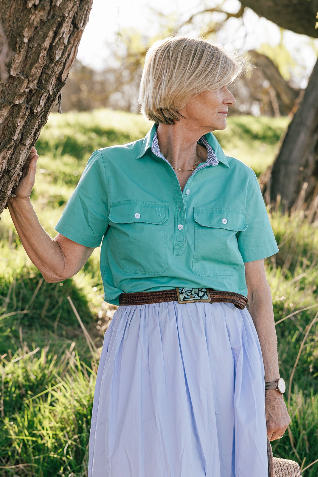 Alice Workshirt in Teal - H&S Heritage