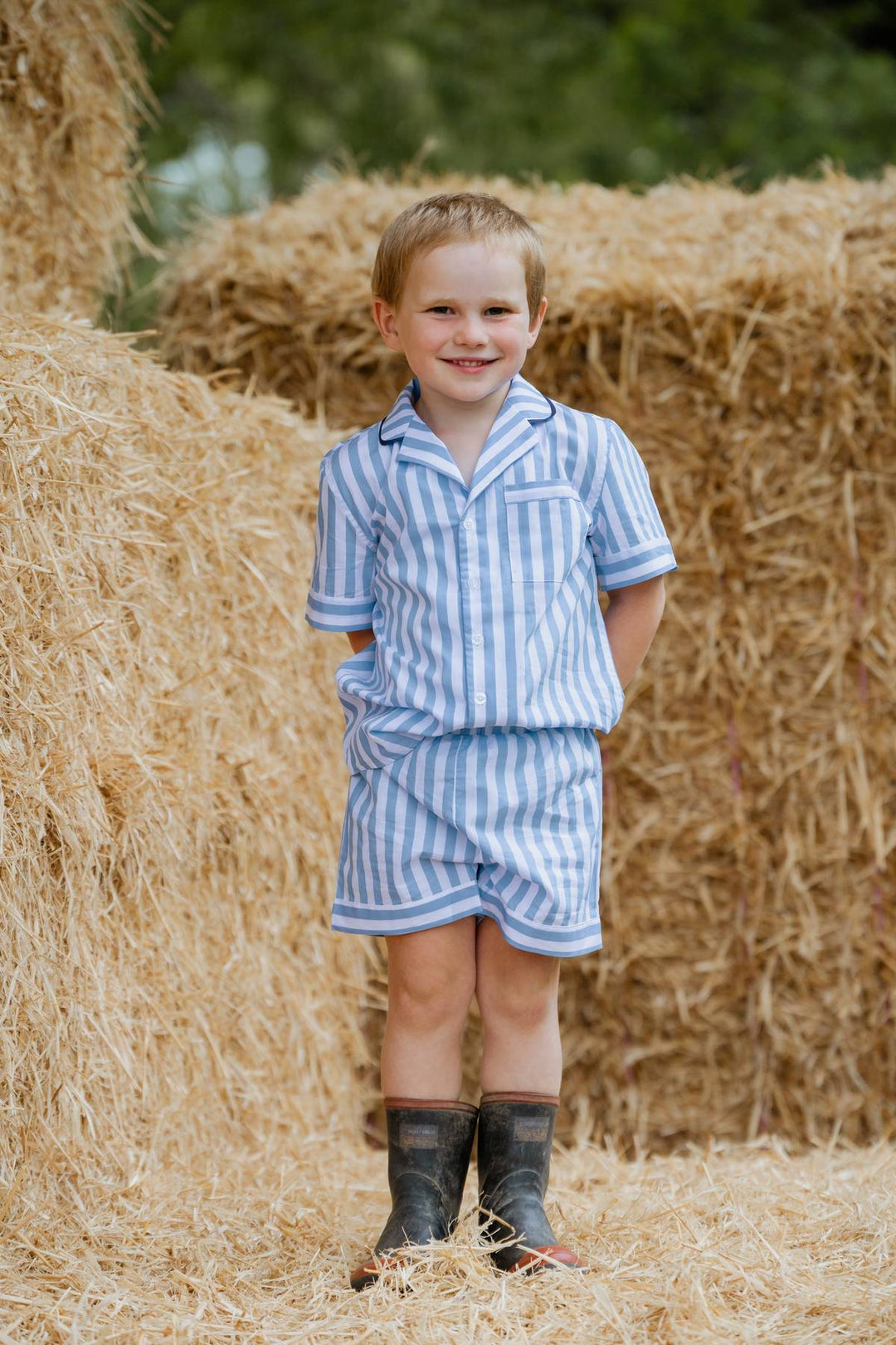 Billie Pyjamas in Blue Stripe - H&S Heritage