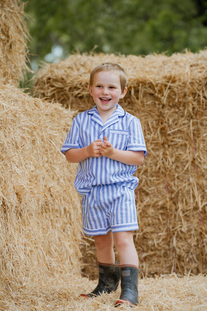 Billie Pyjamas in Blue Stripe - H&S Heritage